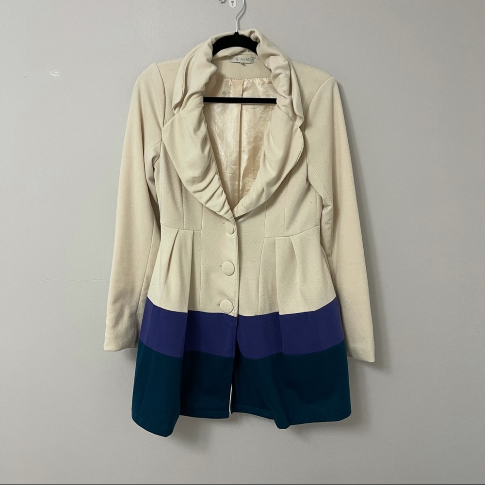 By Stella color block button up lined coat